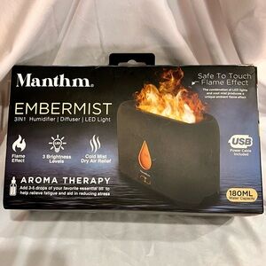 New Embermist Black 3-in-1 Humidifier Diffuser with Flame Effect